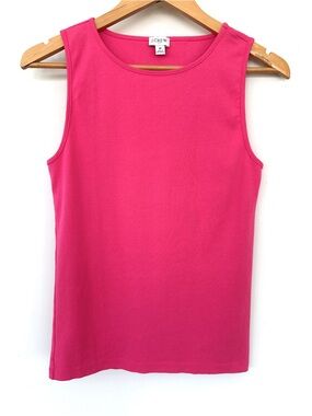 J. Crew Women's Fitted Sleeveless Tank Top - Hot Pink in 💯 Cotton Knit